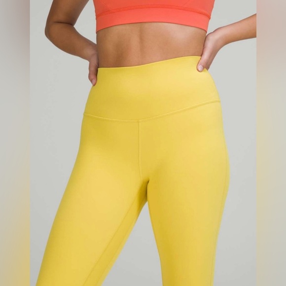 Lululemon Align High-Rise Crop 23" Soleil 8 Yellow Neon Gym Yoga Athletic - Picture 4 of 9